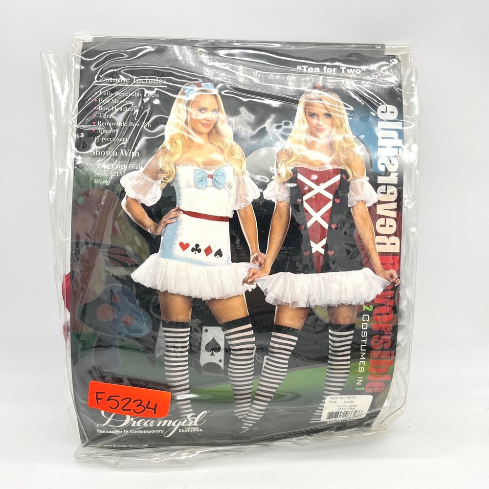 Dreamgirl Tea for Two Alice Queen of Hearts Reversible Costume Adult Large